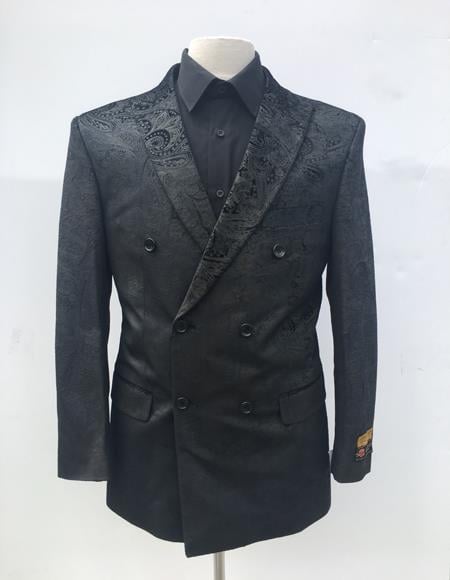 Men's Velvet Fabric Paisley Sport Coat Blazer Side Vented Regular Fit
