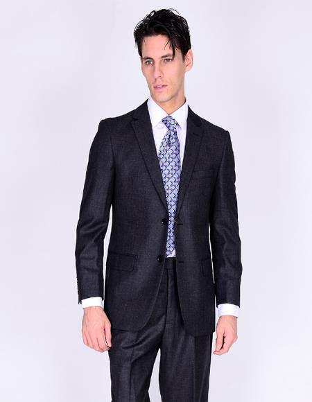 Bertolini Silk & Fabric Suit Solid Gray- High End Suits - High Quality Suits