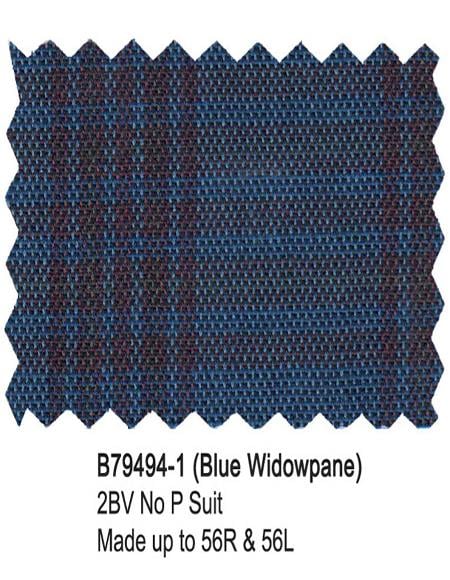Blue Windowpane  Bertolini Silk & Wool Fabric Suit  
