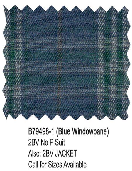 Bertolini Silk & Wool Fabric Suit Blue Windowpane