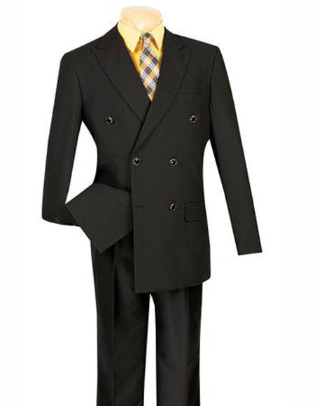 Men's Lucci Suit Black Blazer Peak Lapel Double Breasted
