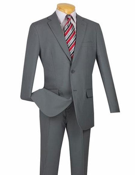 Men's Gray Poly Poplin Fabric Classic Fit  Flat Front Pant Lucci Suit