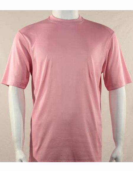 Mock Neck Shirts For Men Pink