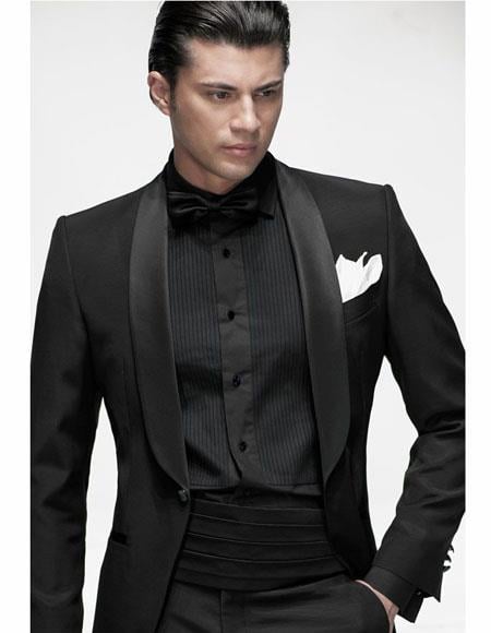 Black Suit With Black Shirt & Bowtie Included Package Combo ~ Combination Black