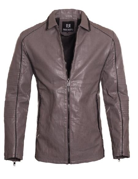 Mens Gray Leather Jacket