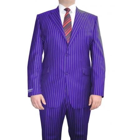 Product#ALPHA 1920s 1940s Men's Gatsby Vintage Costume Mafia Suit For Sale Purple and White Pinstripe