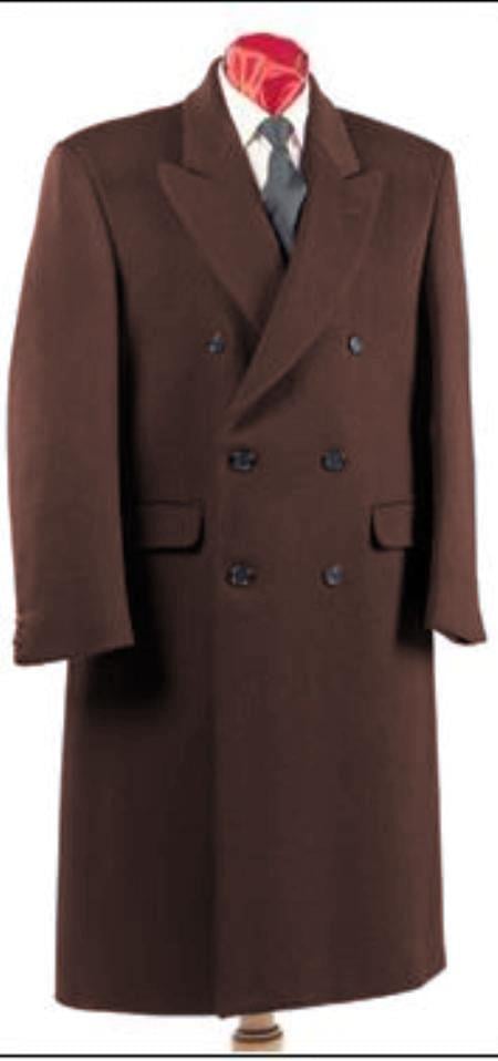 Alberto Nardoni Authentic Fully Lined Double Breasted Men's Dress Coat Wool Blend Long Overcoat