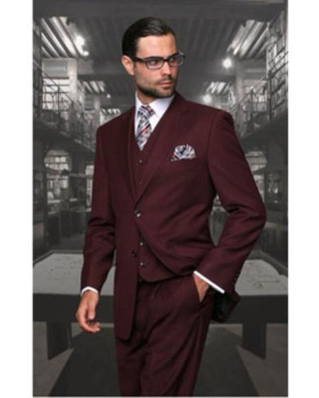 Mix and Match Suits Men's Suit Separates Wool Fabric Burgundy Suit