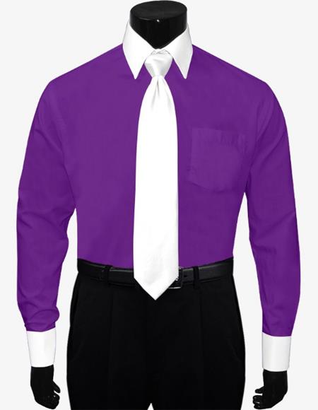 Purple White Tie Men's Dress Shirt - Men's Neck Ties - Mens Dress Tie - Trendy Mens Ties