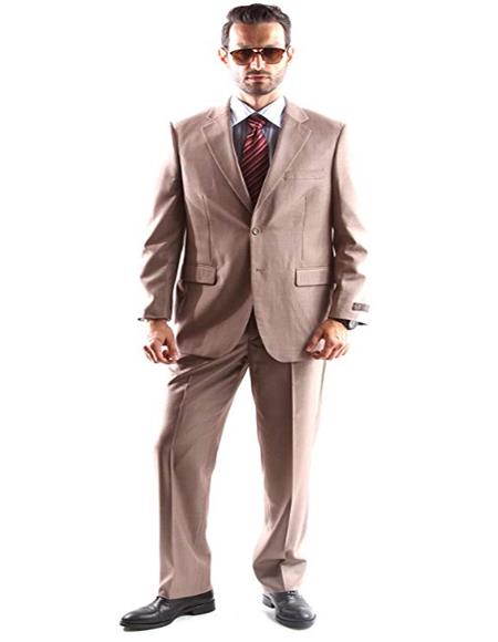 Brand: Caravelli Collezione Suit - Caravelli Suit - Caravelli italy Men's Two Button Dress Suit Tan
