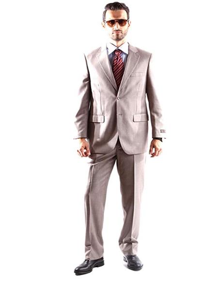 Brand: Caravelli Collezione Suit - Caravelli Suit - Caravelli italy Men's Two Button Dress Suit Light Taupe
