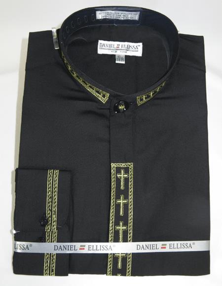Daniel Ellissa Men's French Cuff Shirt Black