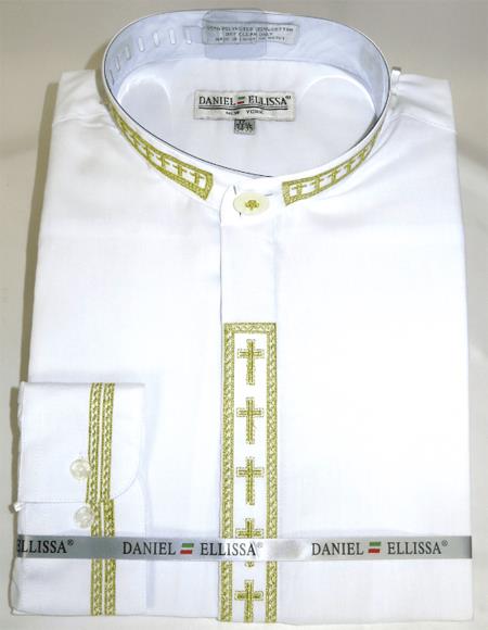 Daniel Ellissa Men's French Cuff Shirt White ~ Gold