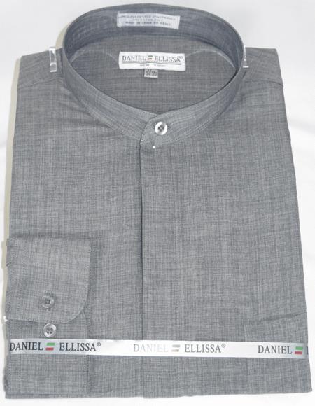Daniel Ellissa Men's French Cuff Shirt Grey ~ Black