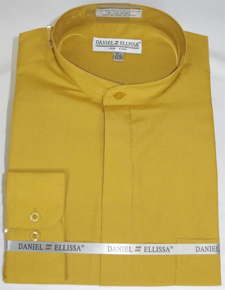 Daniel Ellissa Men's French Cuff Shirt Gold ~ Mustard