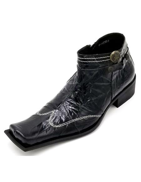 mens black square toe dress boots