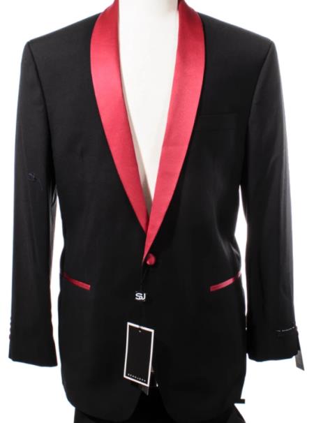 Black and Red Lapel Dinner Jacket Sport Coat
