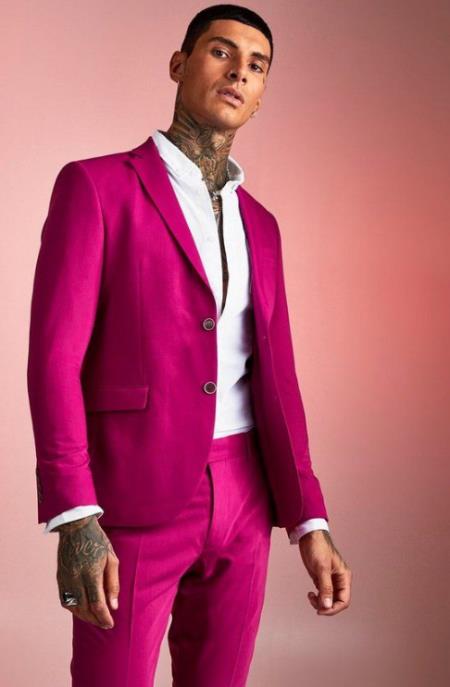 Men's Pink Two Button  Homecoming Outfit