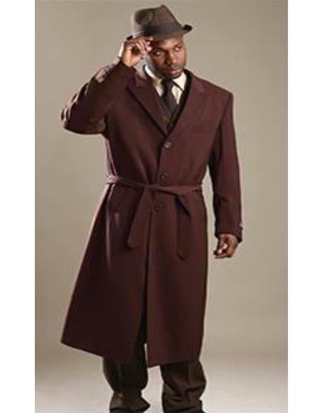 Wine One Button Peacoat for Men