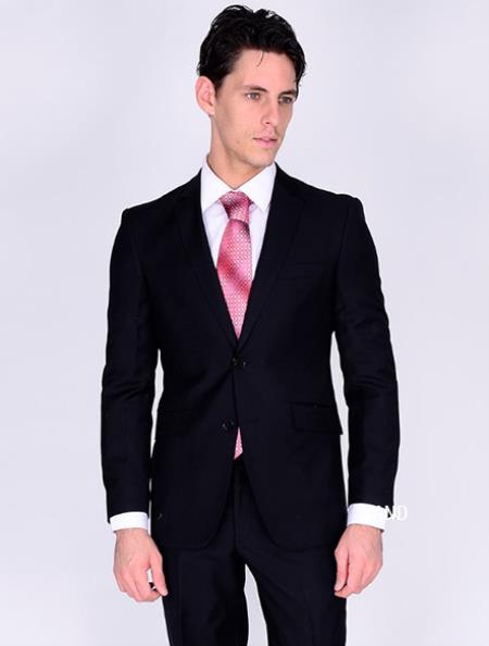 Bertolini Silk & Fabric Men’s Suit-Black- High End Suits - High Quality Suits
