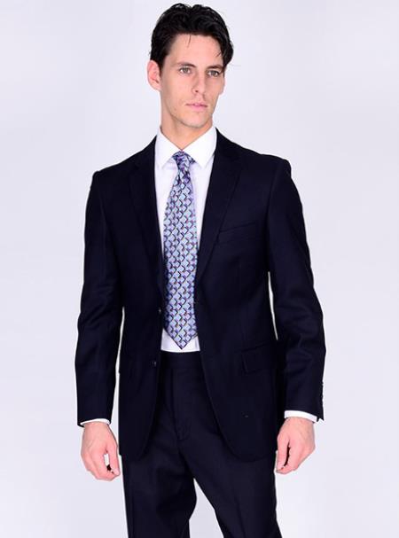 Bertolini Silk & Fabric Men’s Suit-Navy- High End Suits - High Quality Suits