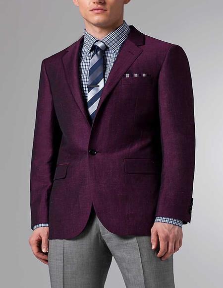 Men's Burgundy Linen Blazer ~ Sport Coat 
