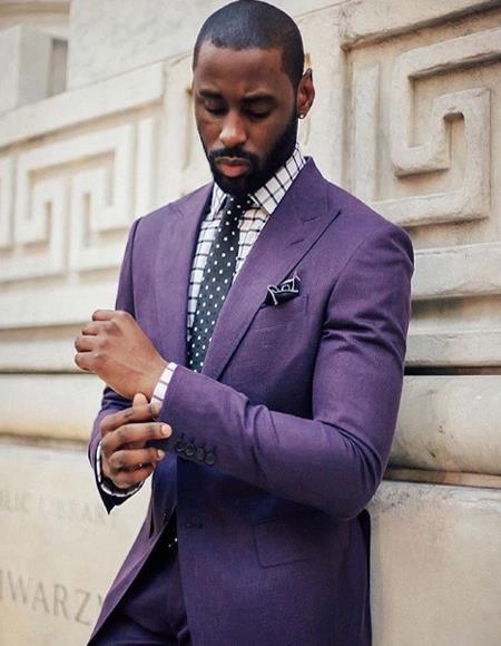 Men's Purple  One Chest Pocket Linen Blazer ~ Sport Coat 