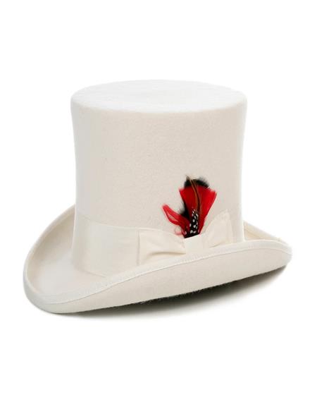 Premium Wool Off White Top Hat ~ Tuxedo