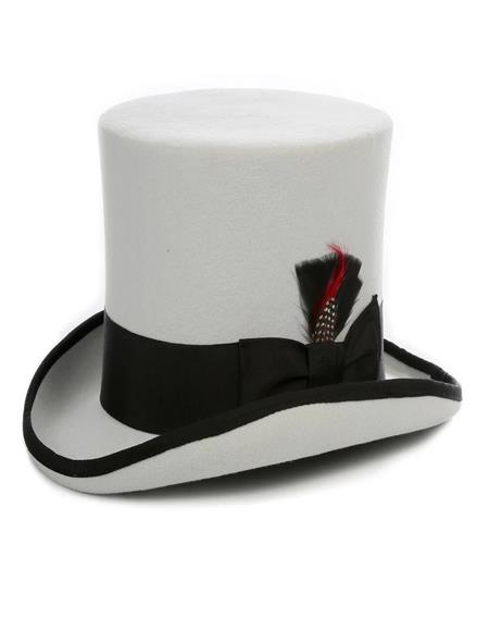Premium Grey with Black Wool Top Hat ~ Tuxedo Hat