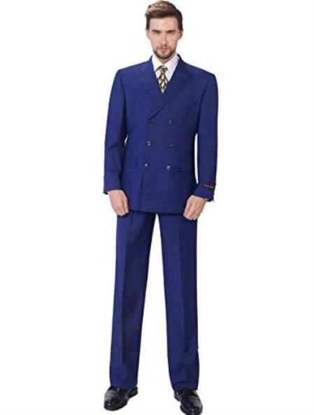 3 Piece Classic Fit Suit Double Breasted Suits Windowpane Plaid Suit Classic Fit, Sharp Cut, 6 Buttons