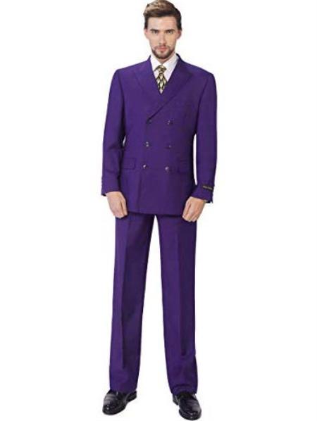 Men's Double Breasted Suits Purple Classic Fit 3