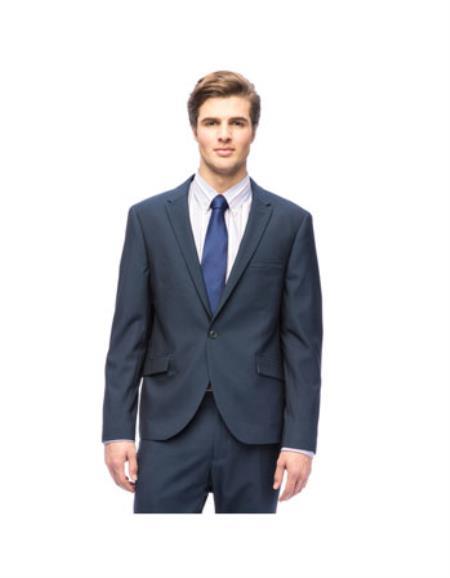 Navy Peak Lapel Collar Graduation Suit For Boy / Guys 
