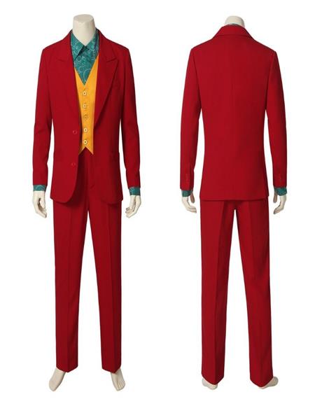 Men's Red Suit With Orange Vest Joker Custom