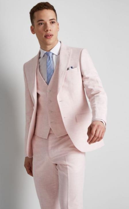 Men's Peak Lapel Costumes Outfit Male Attire Pink Suit