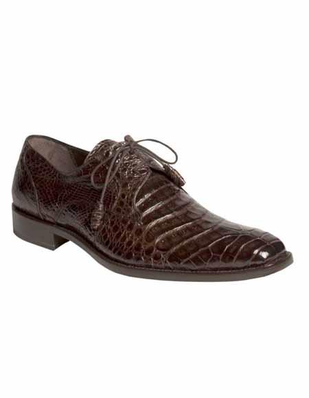 Mezlan Brand Mezlan Alligator Shoes - Mezlan Crocodile Shoes Men's Dress Shoes Sale ANDERSON By Mezlan In Dark Brown