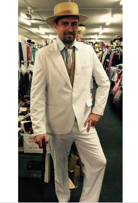 Men's  Peak Lapel Costumes Outfit Male Attire Cream Suit
