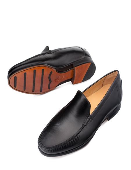 Full Leather Sole Classic Authentic Mezlan Black Loafer