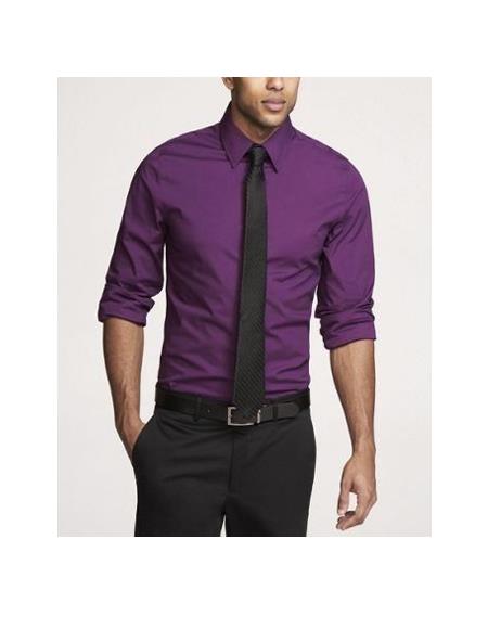 Purple and Black Tie Men's Dress Shirt