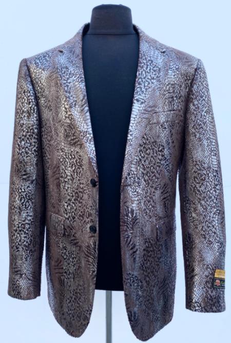 Men's Black Brown Sport Jacket Blazer Alligator Coat