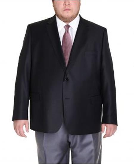 Men's Portly Fit Solid Black Two Button Blazer Suit Jacket Executive Fit Suit - Mens Portly Suit