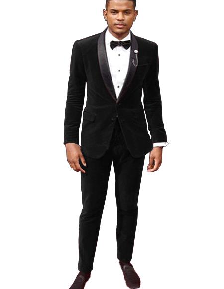 Velvet Suit / Tuxedo Jacket and Velvet Pants Black