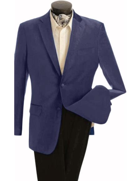 Velour Men's blazer Jacket Men's Fashion 2 Button Velvet Jacket Navy Blue