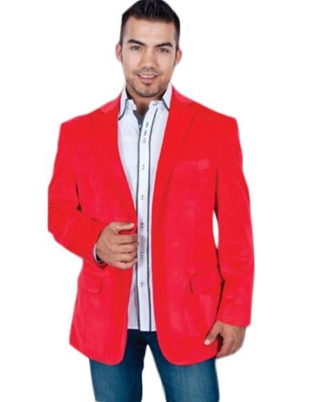 Red velour Men's blazer Jacket for Men