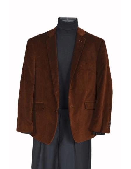  Men's velour Men's blazer Jacket Sport Coat- Brown