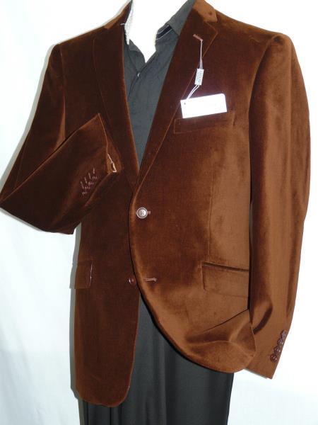 Velour Men's blazer Jacket  Men's Adolfo Brown Dancing Jacket Formal or Casual Soft Cotton