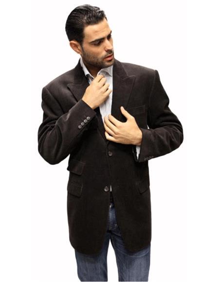 Velour Men's blazer Jacket Brown Velvet Fabric Solid Sport Coat 2 Button with Back Vent Online Sale Cleara