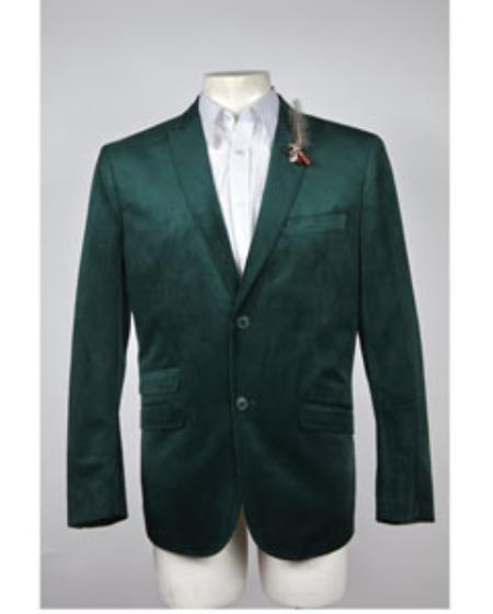 Mens Green Velvet Blazer Mens 2 Button Velvet velour Men's blazer Jacket Hunter ~ Olive Green Sportcoat Jacket