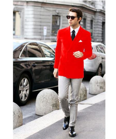 Men's Red Stylish Casual Tailored Double Breast Velvet Cheap Priced velour Men's blazer Jacket For Men Jack