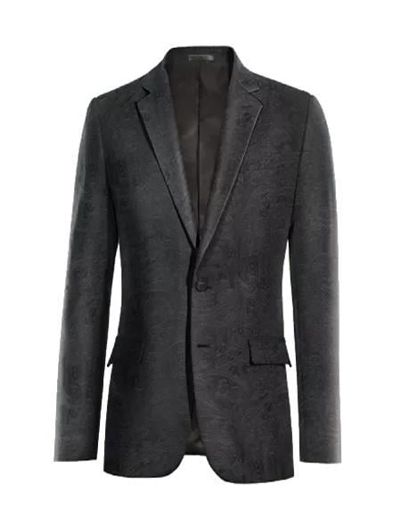 Men's Paisley Black Velvet Fabric Patterned Texture velour Men's blazer Jacket