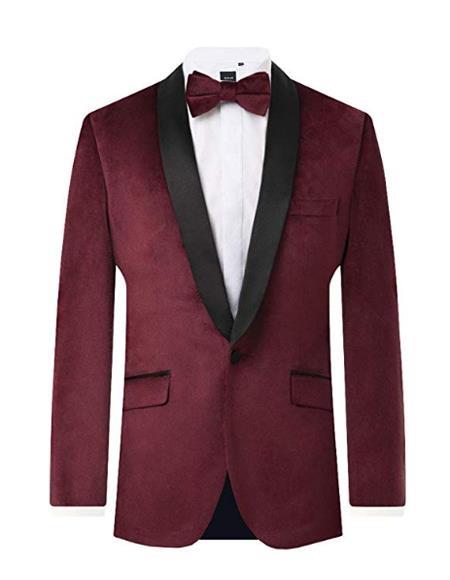 Men's Burgundy Velvet 2 Piece Tuxedo Regular Fit